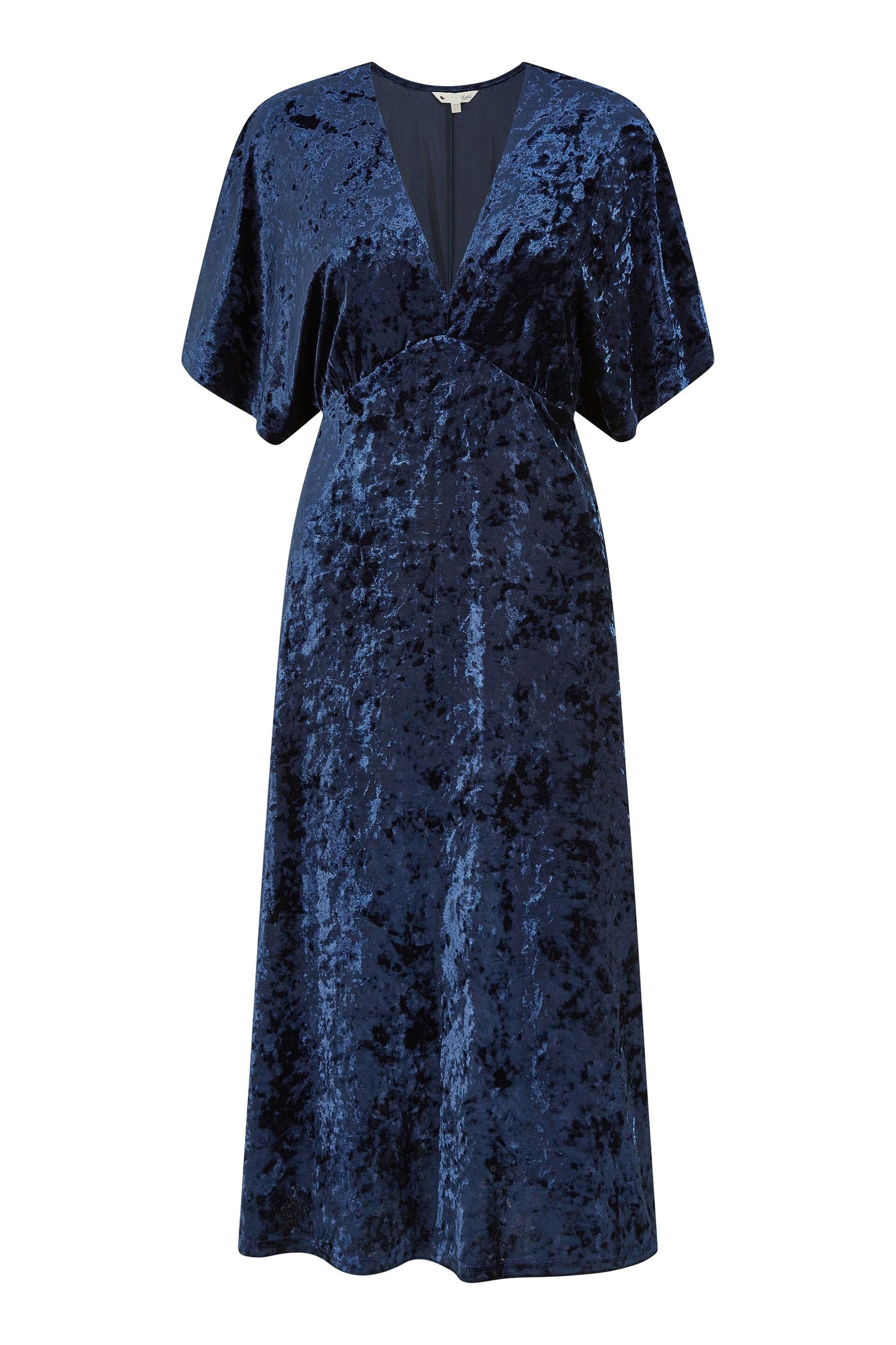 Yumi Blue Velvet Kimono Midi Dress - Image 5 of 5