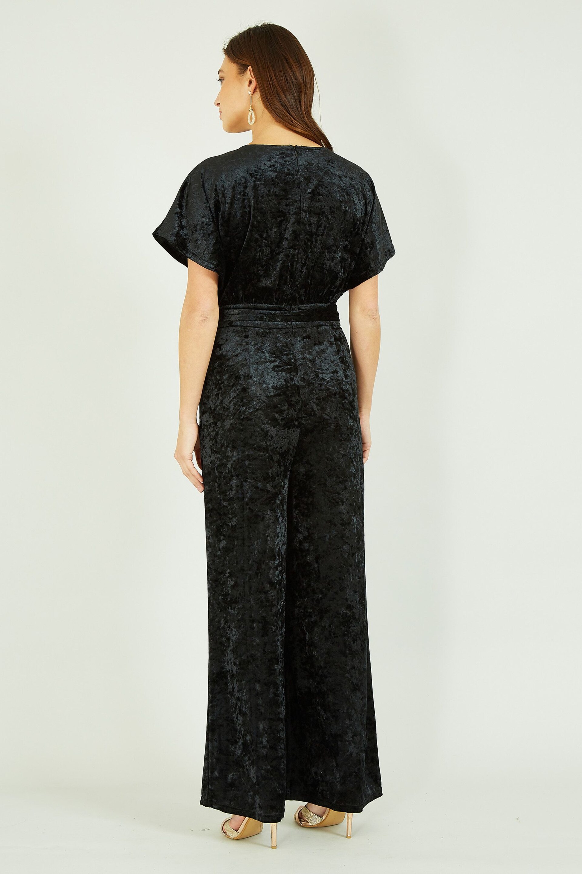 Yumi Black Velvet Kimono Sleeve Jumpsuit - Image 2 of 5