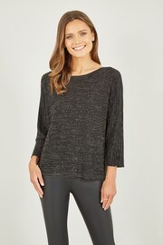 Yumi Black 3/4 Sleeve Top - Image 1 of 4