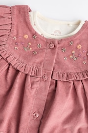 Pink Embroidered Baby Corduroy Pinafore Dress With Tights (0mths-2yrs) - Image 7 of 9