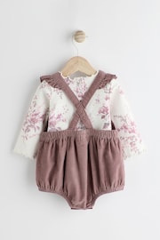 Pink Floral Baby Bloomer Romper & Long Sleeve Bodysuit Set With Tights (0mths-3yrs) - Image 2 of 9