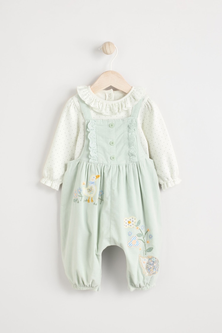 Sage Green Character Baby Corduroy Dungarees and Long Sleeve Bodysuit Set (0mths-2yrs) - Image 1 of 9