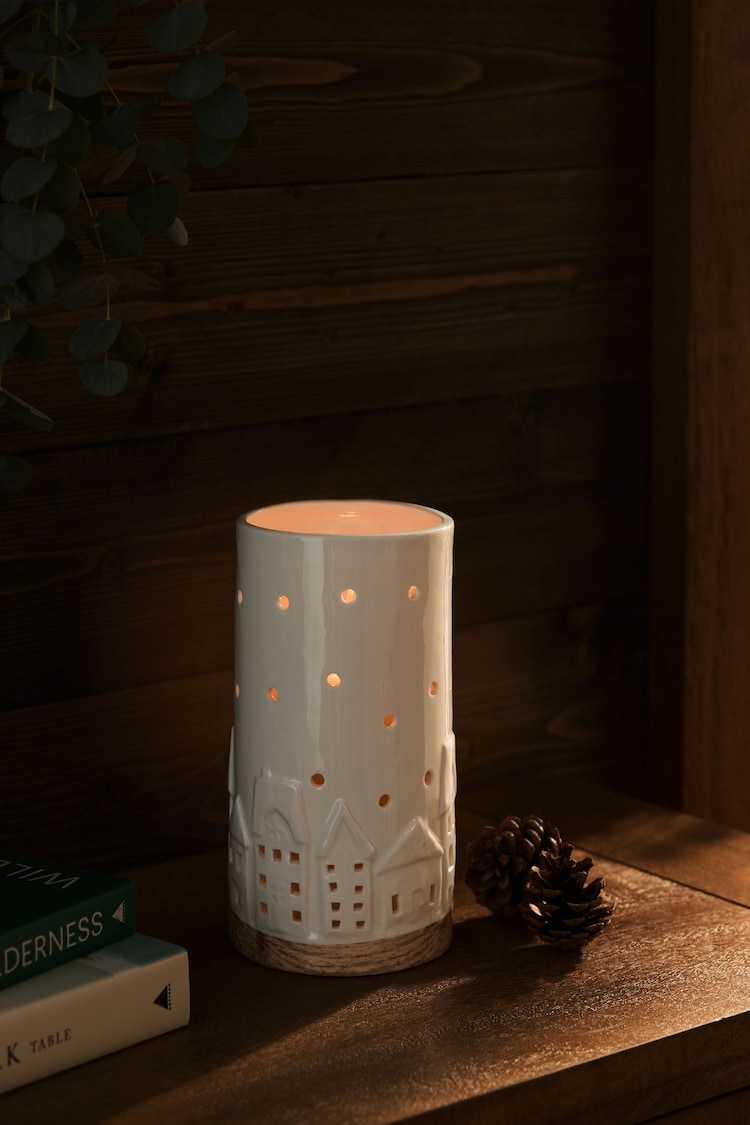 Natural Ceramic House Hurricane Candle Holder - Image 2 of 4