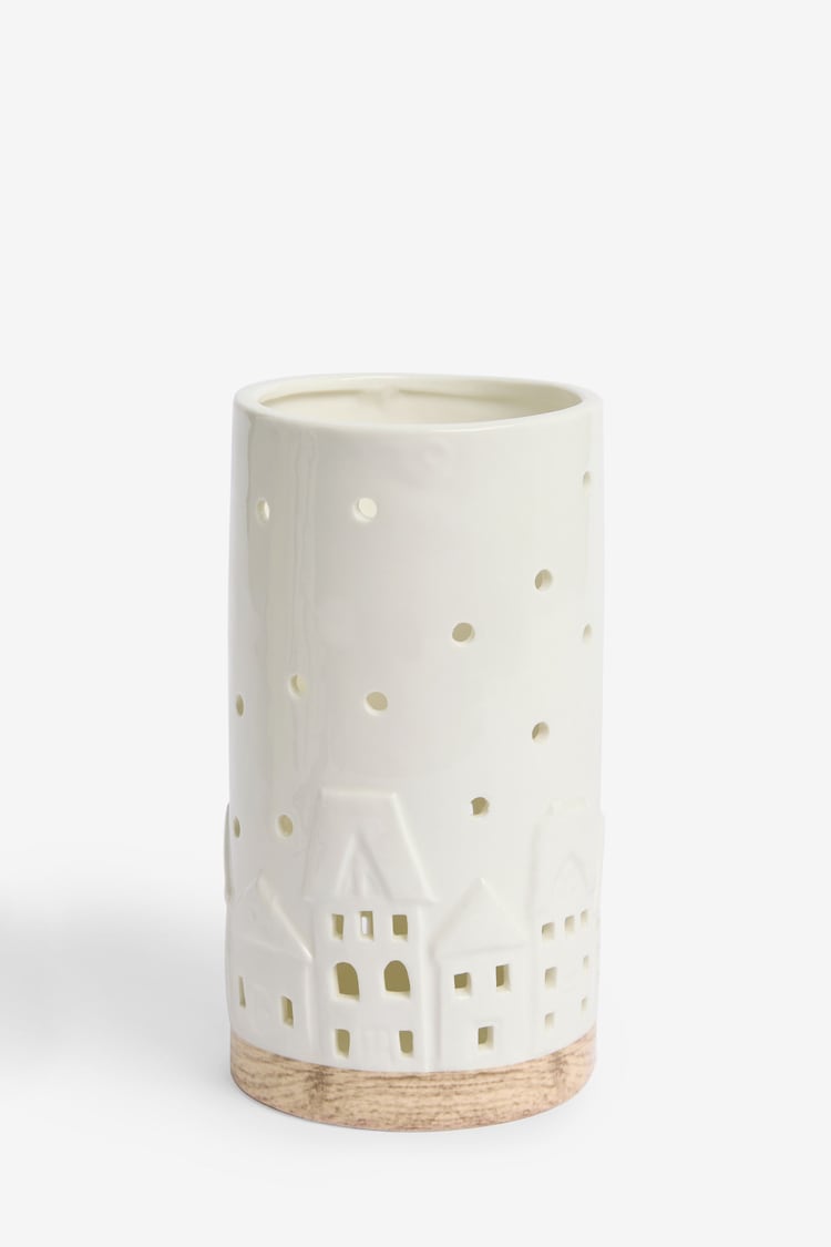 Natural Ceramic House Hurricane Candle Holder - Image 4 of 4