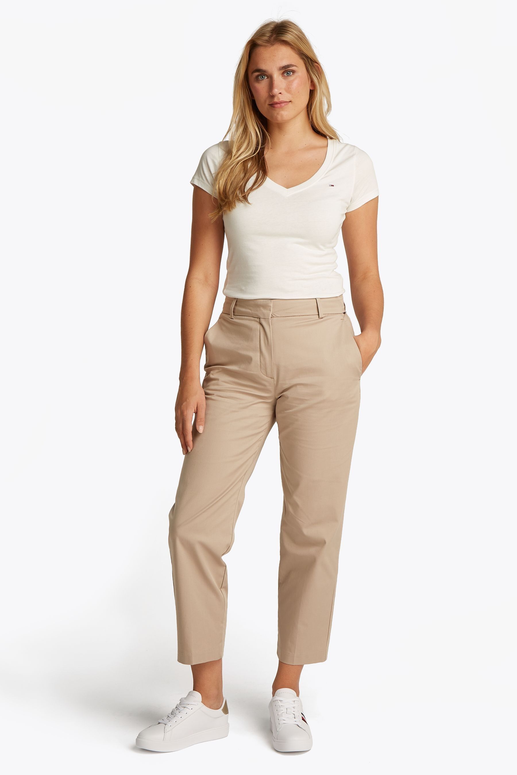 Buy Tommy Hilfiger Cream Slim Straight Leg Chinos Trousers from the Next UK online shop