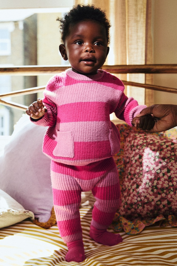 Pink Stripe Knitted Baby Jumper & Leggings Set (0mths-2yrs) - Image 2 of 13