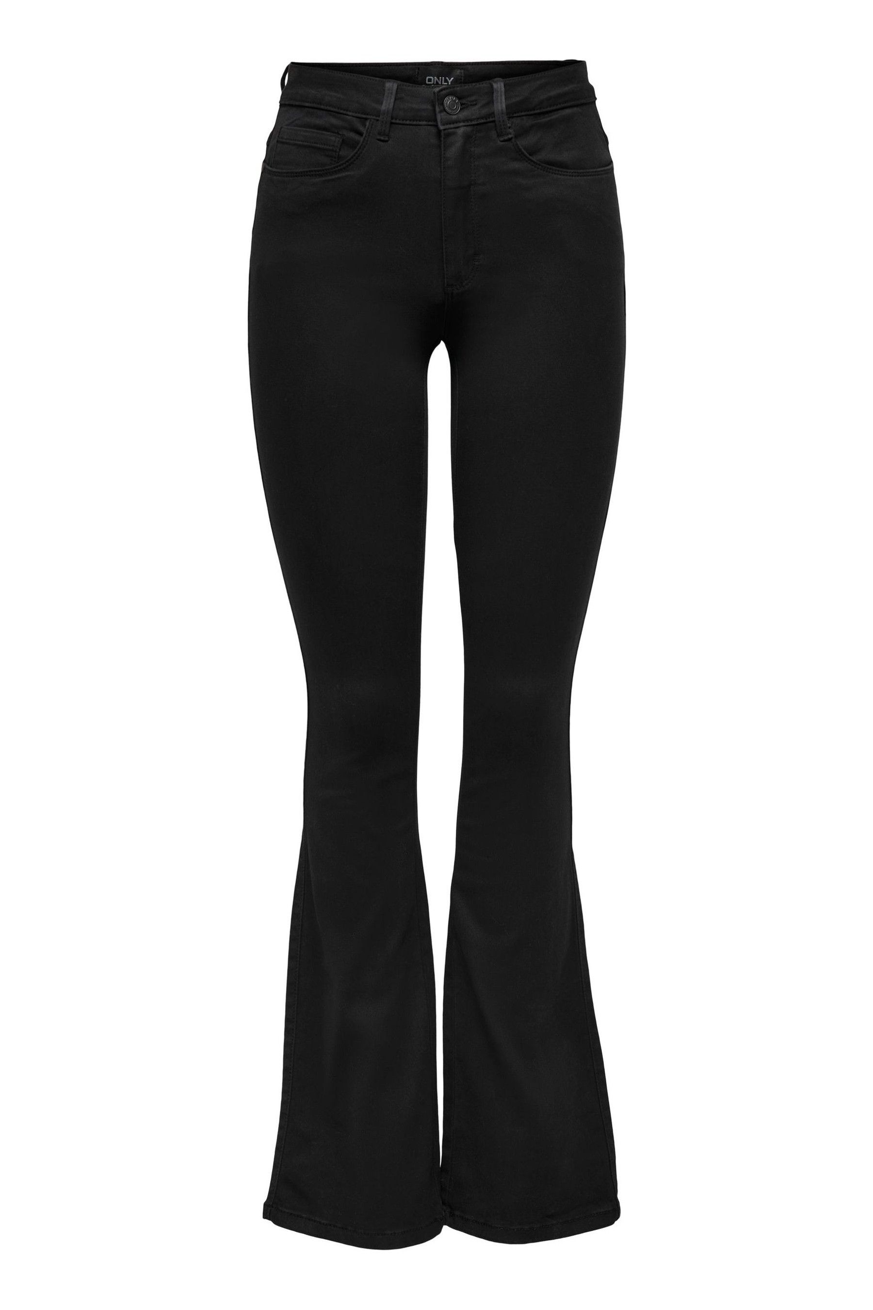 Petite black flare jeans top