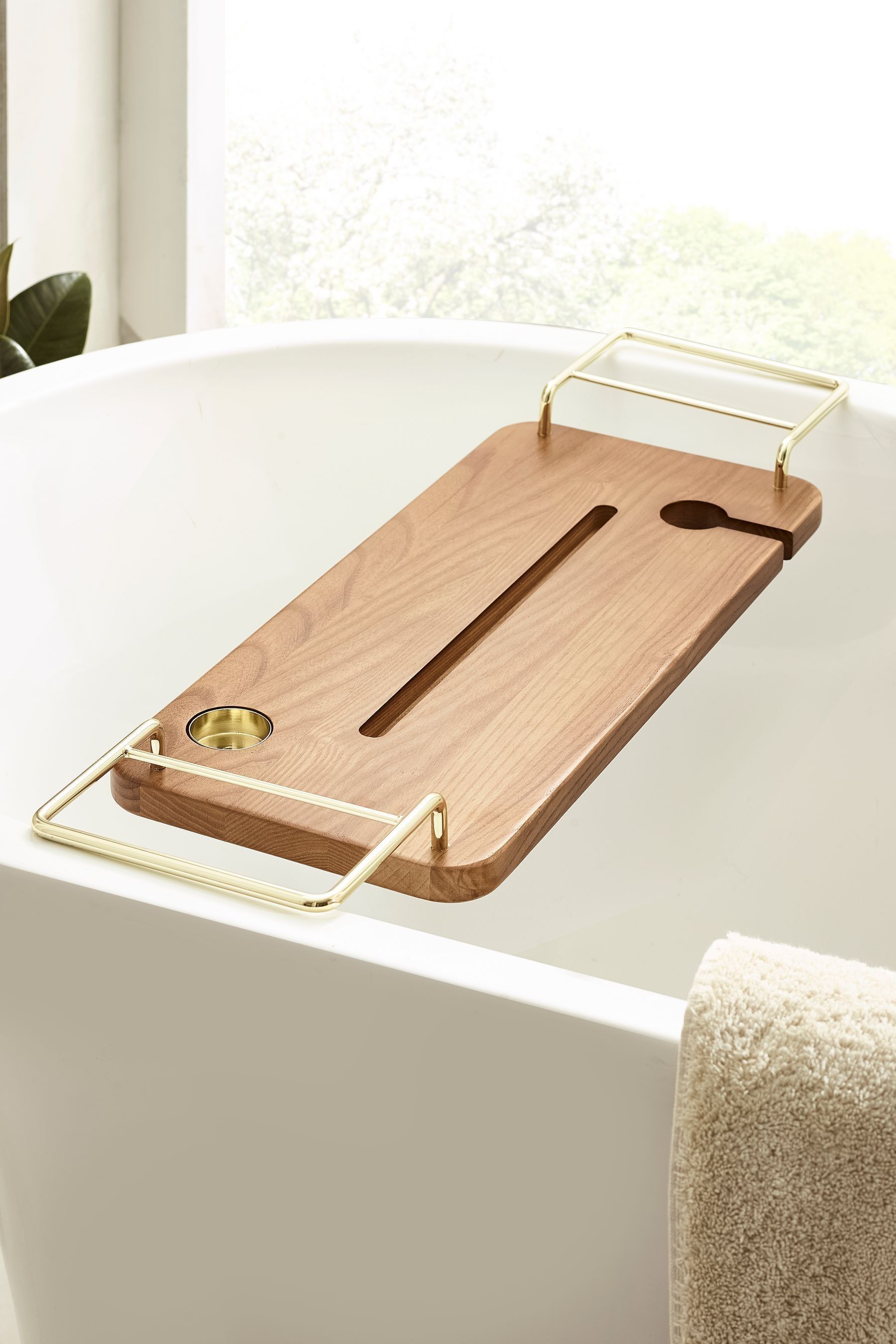 Buy Natural Ashwood Gold Handle Bath Tray from the Next UK online shop