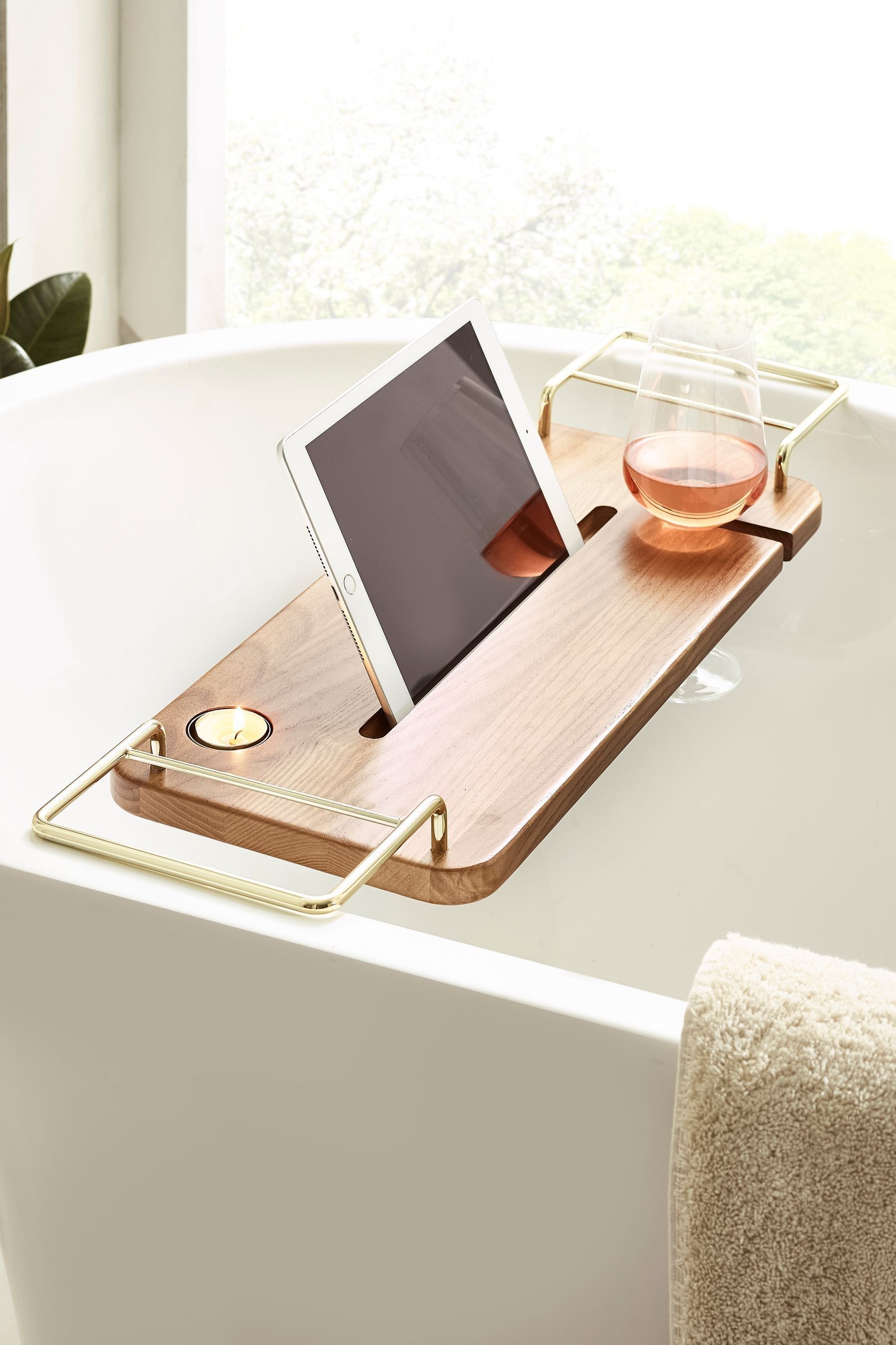 Buy Natural Ashwood Gold Handle Bath Tray from the Next UK online shop