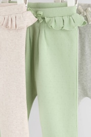 Sage Green Pointelle 3 Pack Baby Leggings - Image 2 of 5