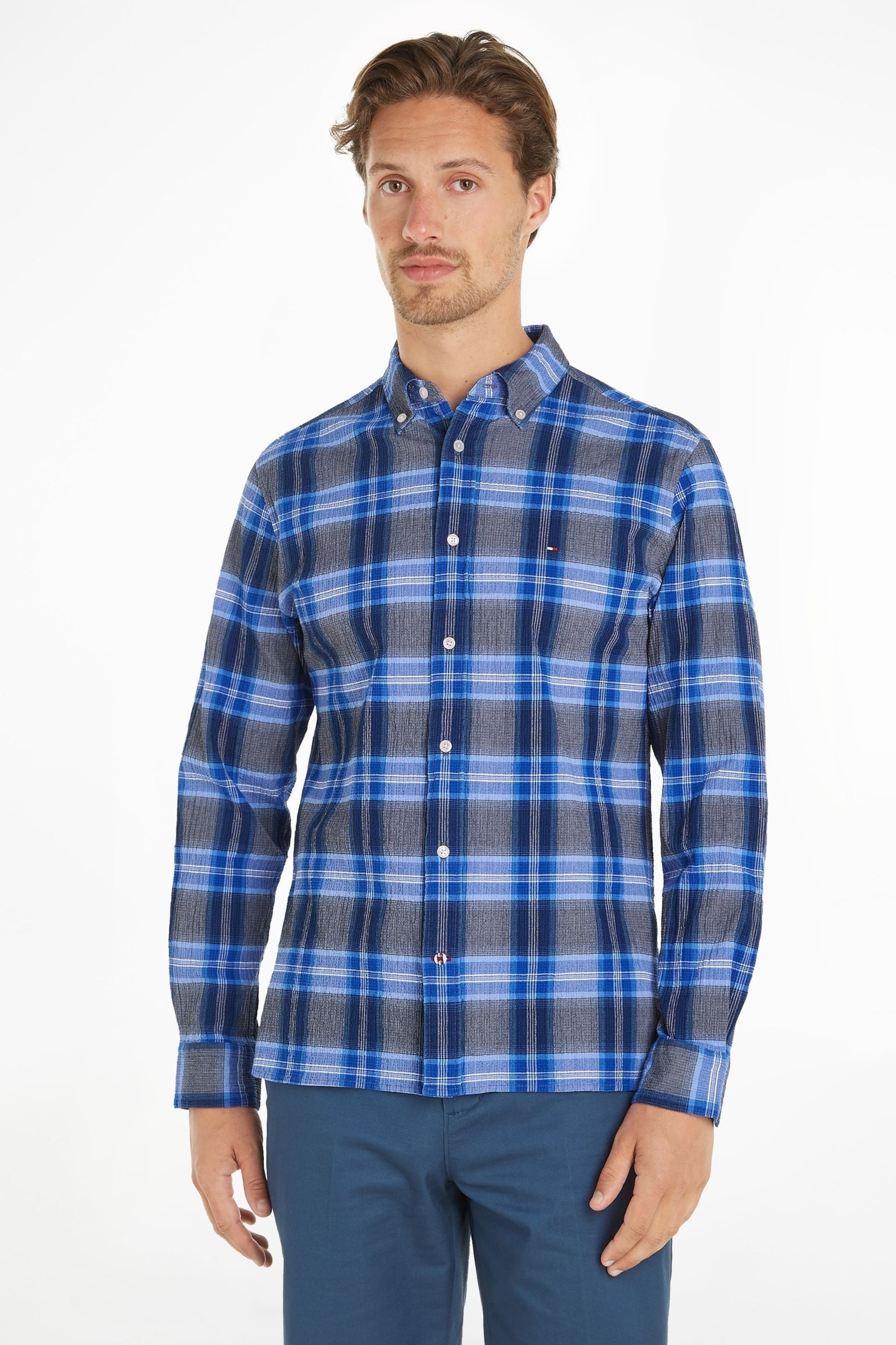 Tommy Hilfiger Blue Tartan Shirt - Image 1 of 6