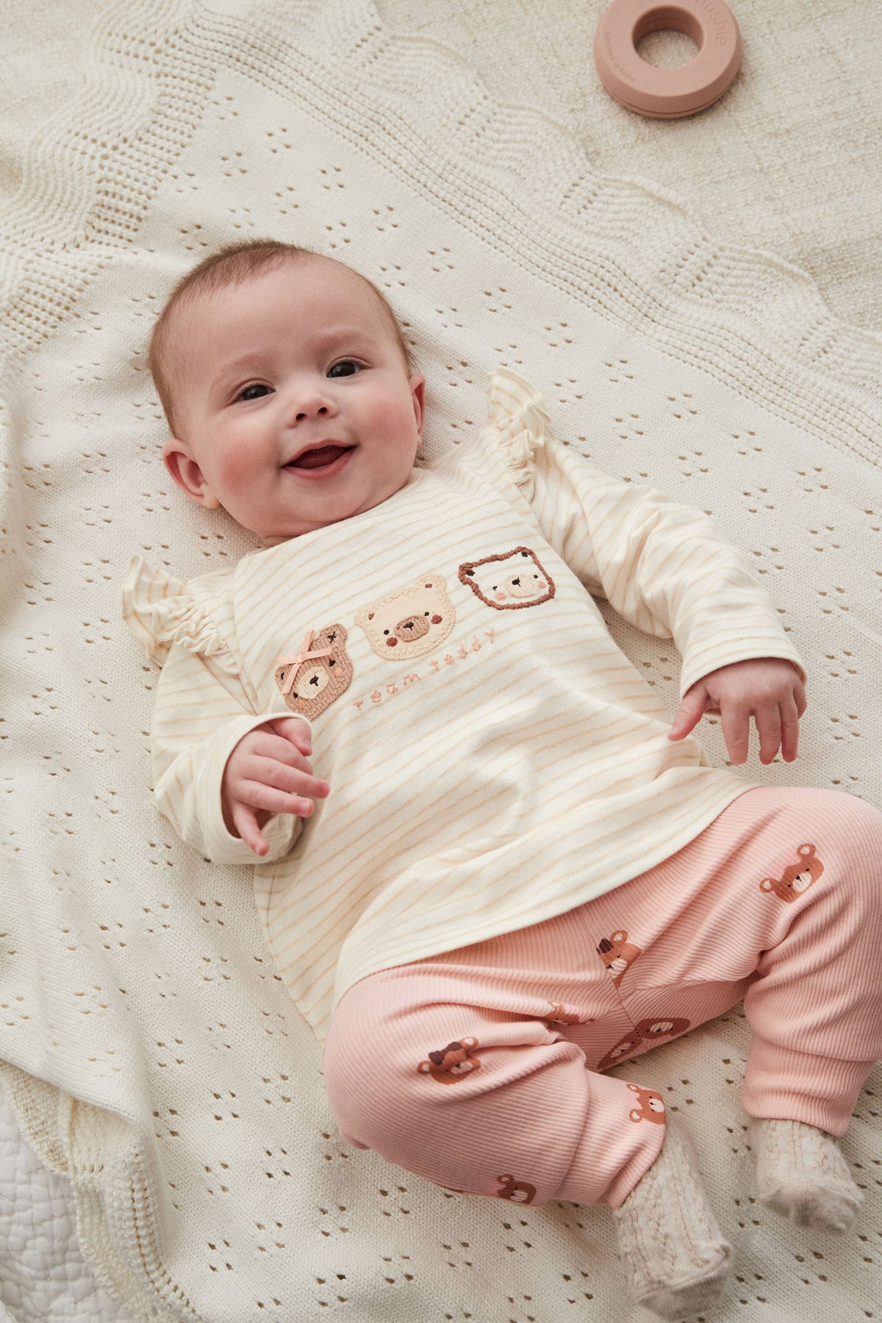 Next Beige Baby 100 Cotton Long Sleeve Top And Leggings Set