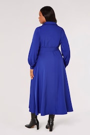 Apricot Blue Button Top Tie Waist Midi Dress - Image 2 of 4