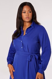 Apricot Blue Button Top Tie Waist Midi Dress - Image 4 of 4