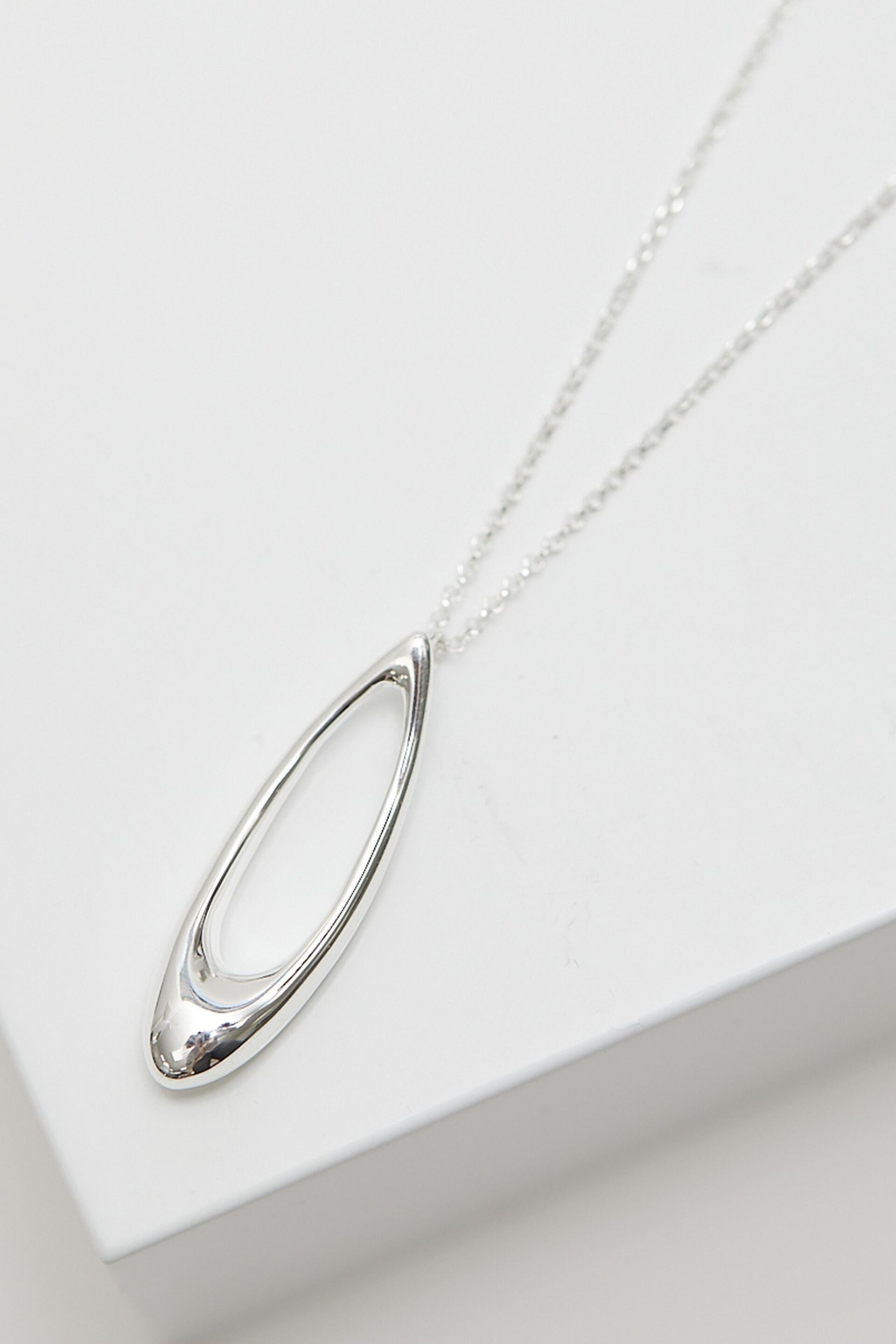 Simply Silver Sterling Silver Tone 925 Open Hoop Teardrop Pendant Necklace - Image 1 of 1