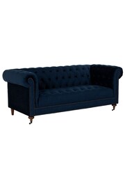 Barker and Stonehouse Navy Blue Duchamp Velvet Chesterfield 3 Seater Sofa - Image 3 of 6