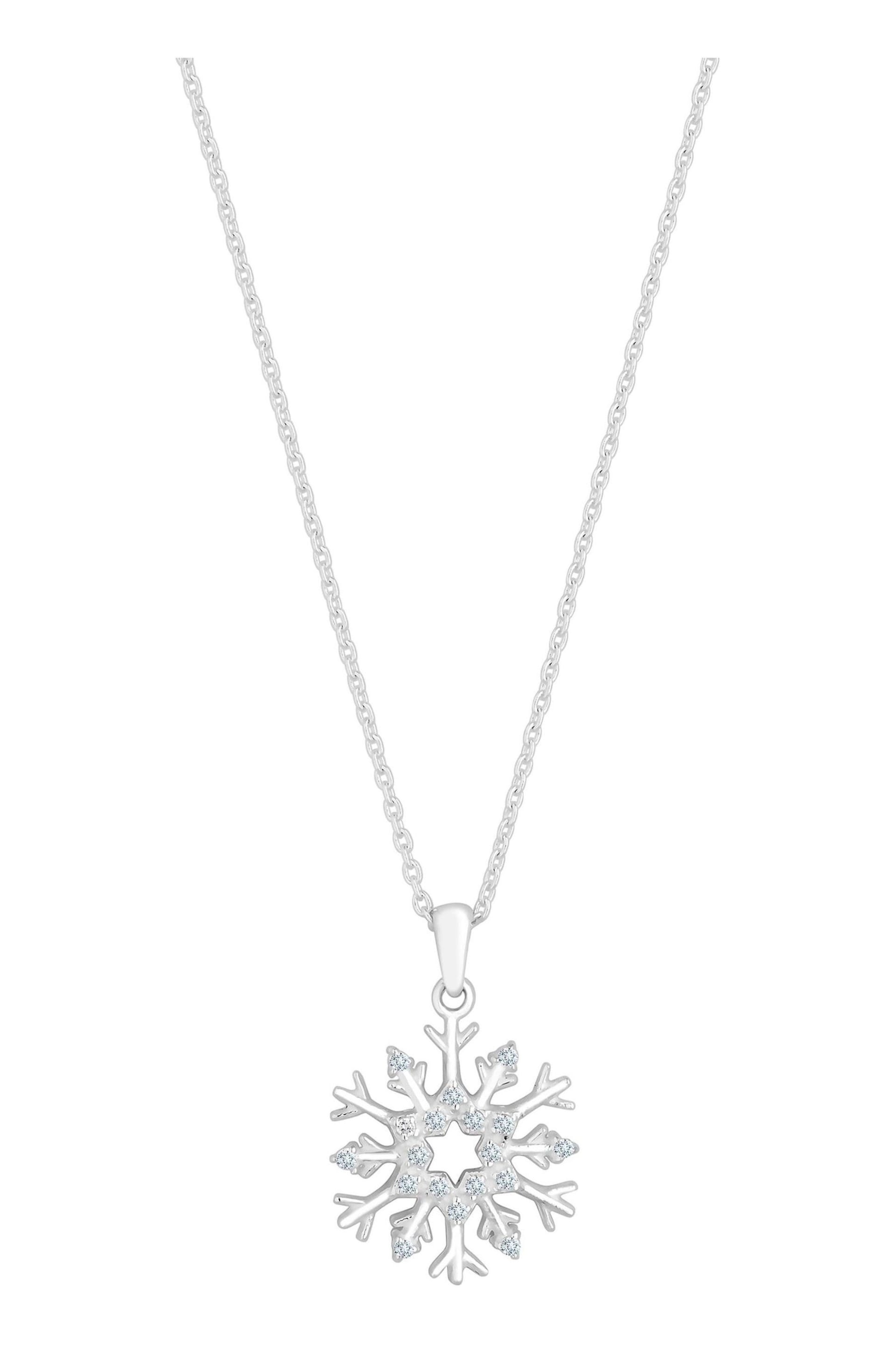 Simply Silver Silver Tone Snowflake Pendant Necklace - Image 1 of 4