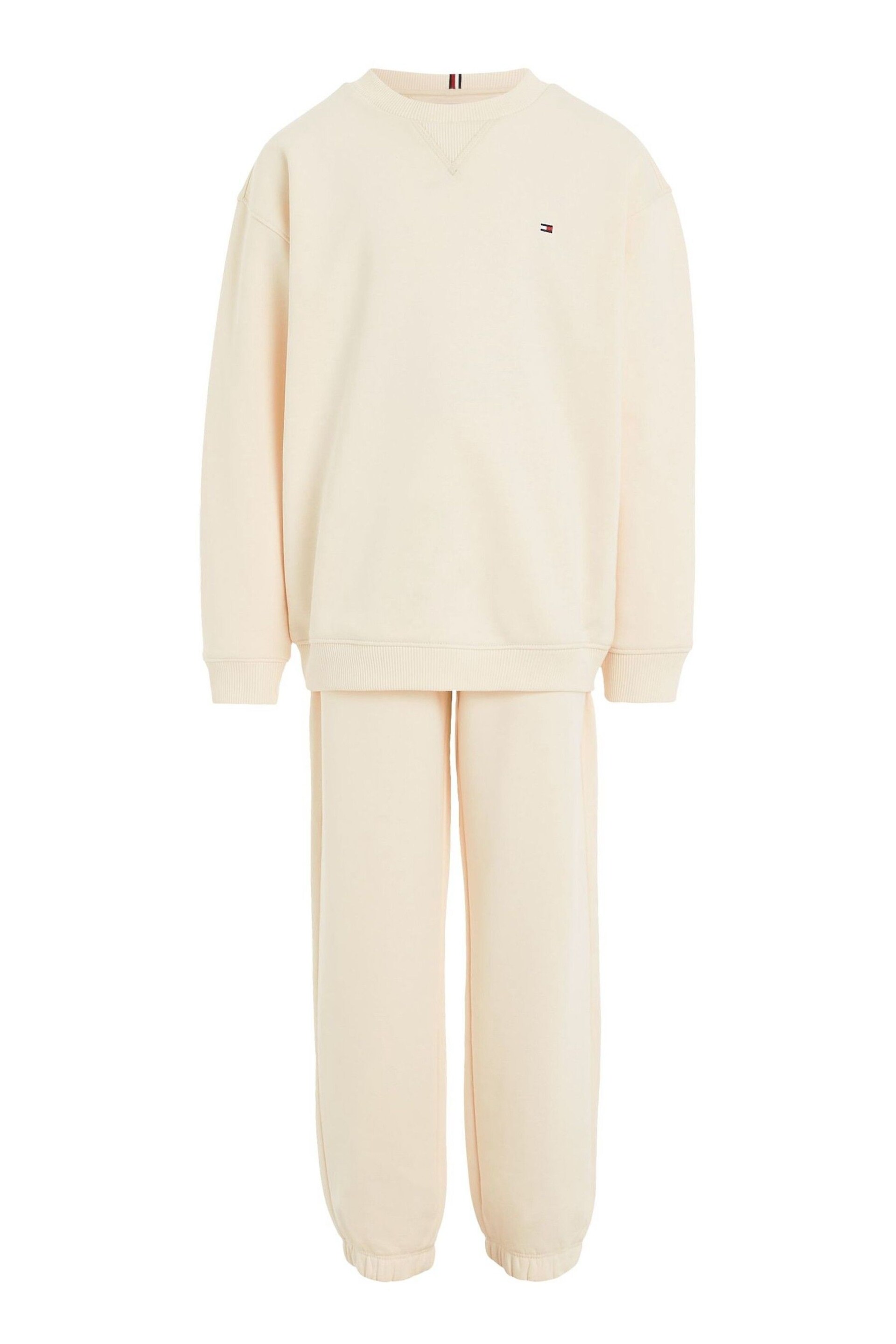 Tommy Hilfiger Cream Timeless Sweat Top Jogger Set - Image 6 of 6