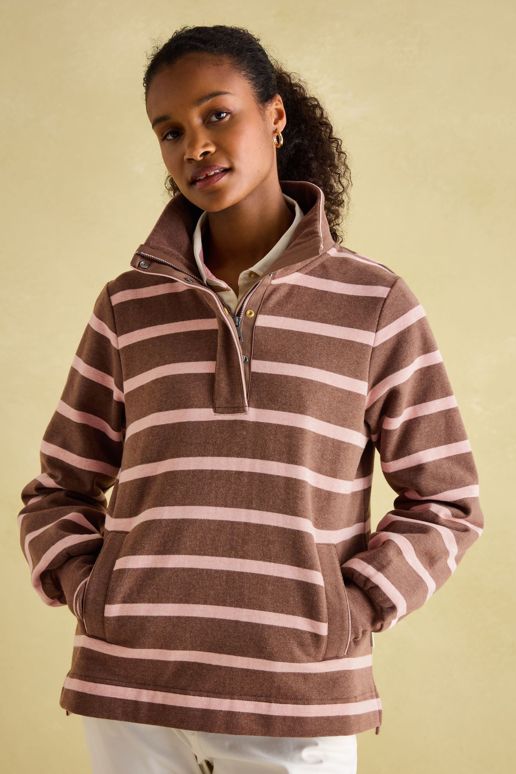 Brown quarter zip sweatshirt cheap