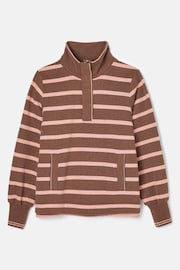 Joules Burnham Chocolate Brown pink Funnel Neck Quarter Zip Sweatshirt - Image 8 of 8