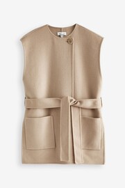 Cream Handsewn Wool Blend Belted Gilet - Image 6 of 7