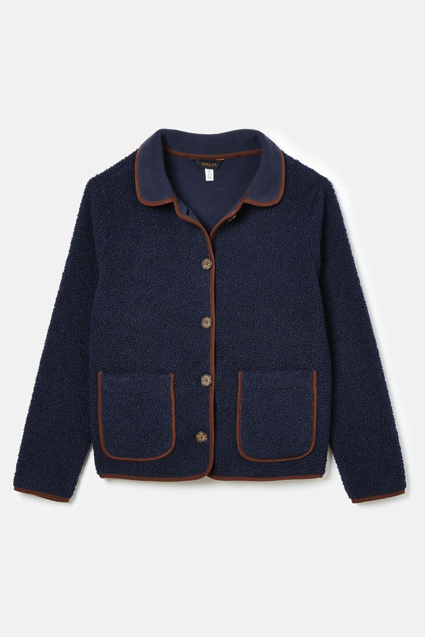 Joules Sadie Navy Button Down Fleece Jacket