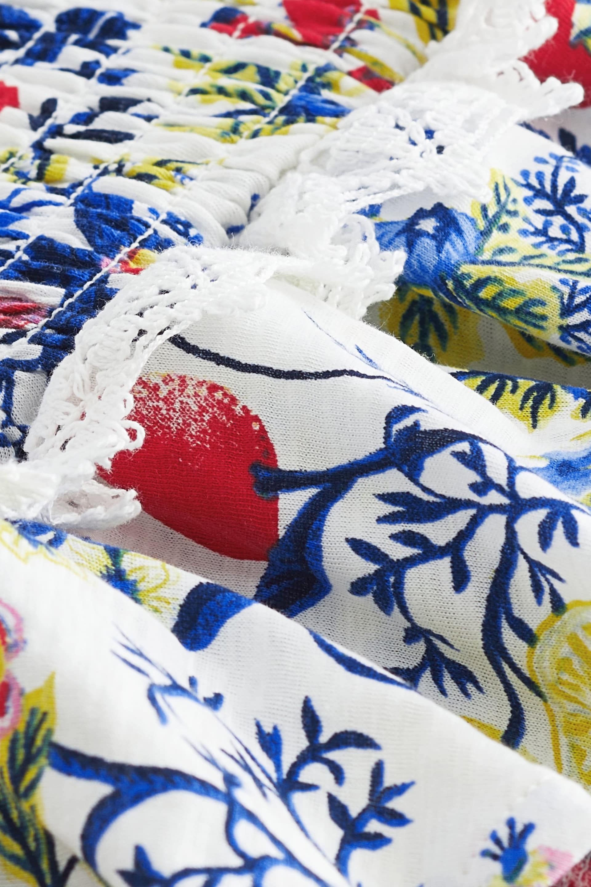 White Fruit Print Shirred Layered Mini Skirt - Image 6 of 6