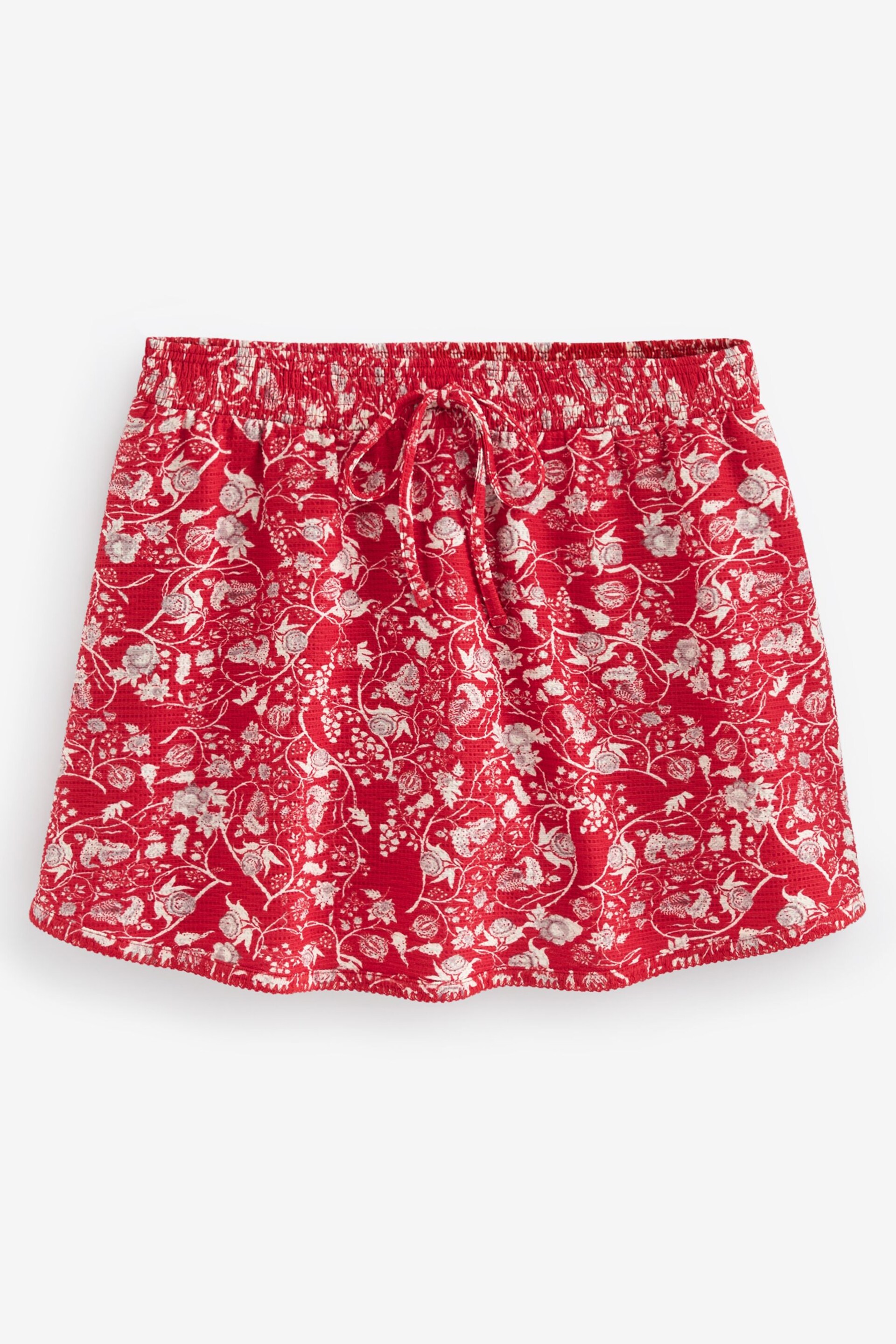 Red Floral Print Elasticated Waist Summer Jersey Skort - Image 4 of 5