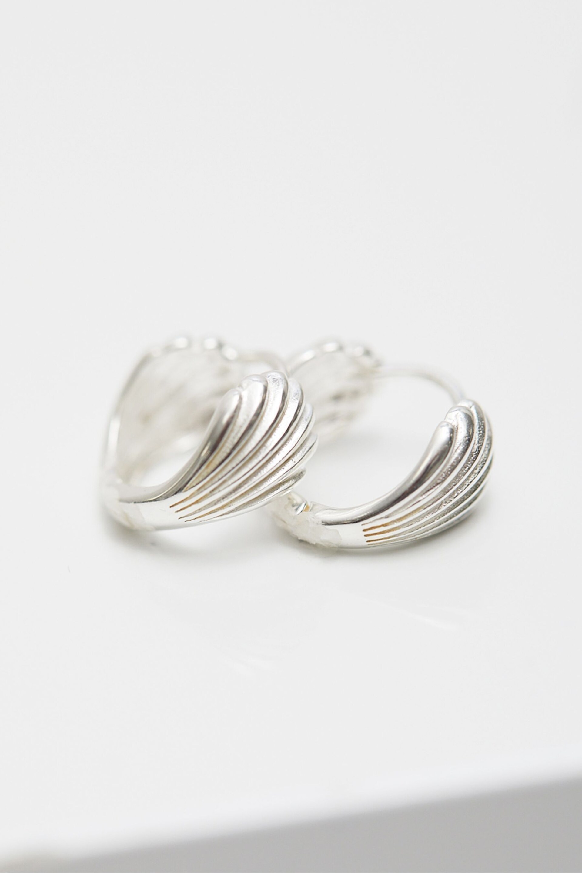 Simply Silver Sterling Silver Tone 925 Shell Hoop Earrings - Image 1 of 3
