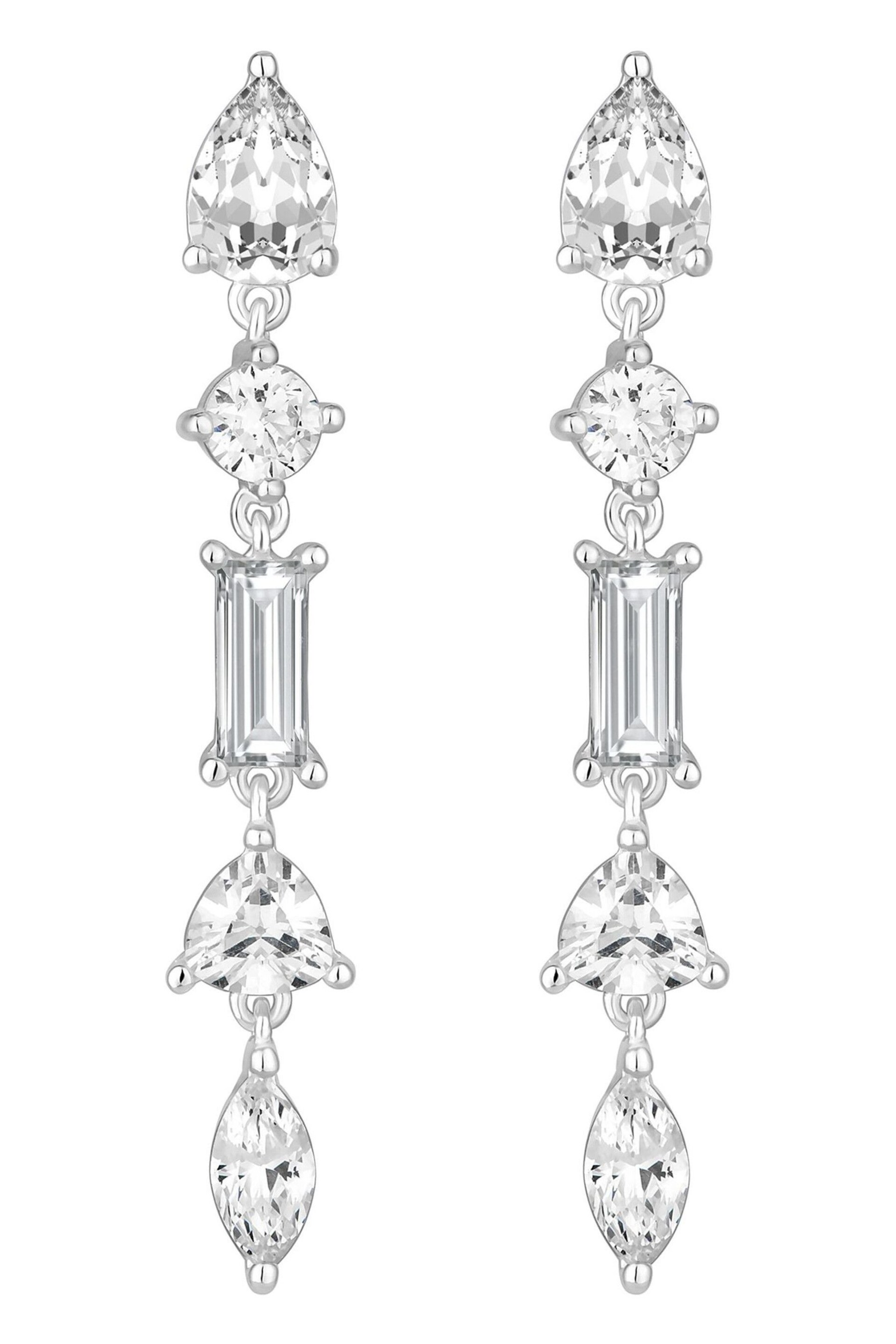 Simply Silver Silver Cubic Zirconia Mixed Stone Drop Earrings - Image 1 of 2