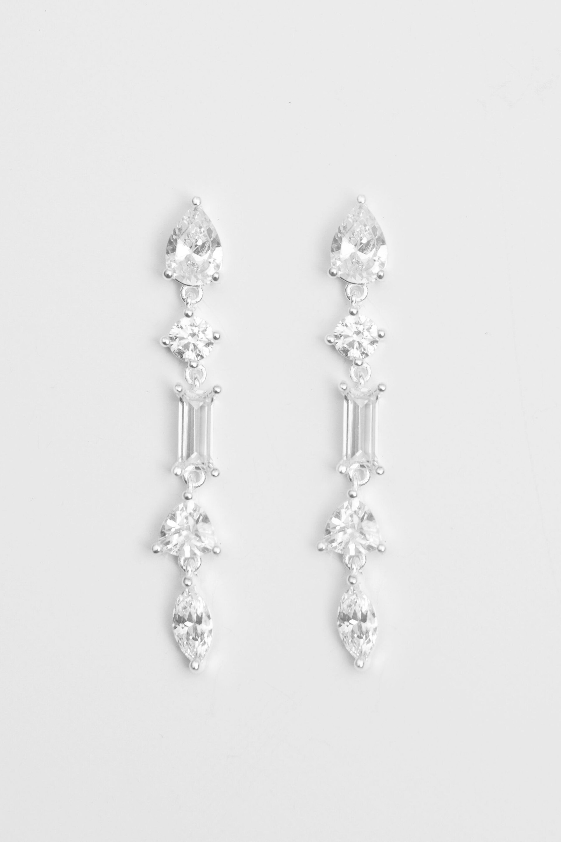 Simply Silver Silver Cubic Zirconia Mixed Stone Drop Earrings - Image 2 of 2