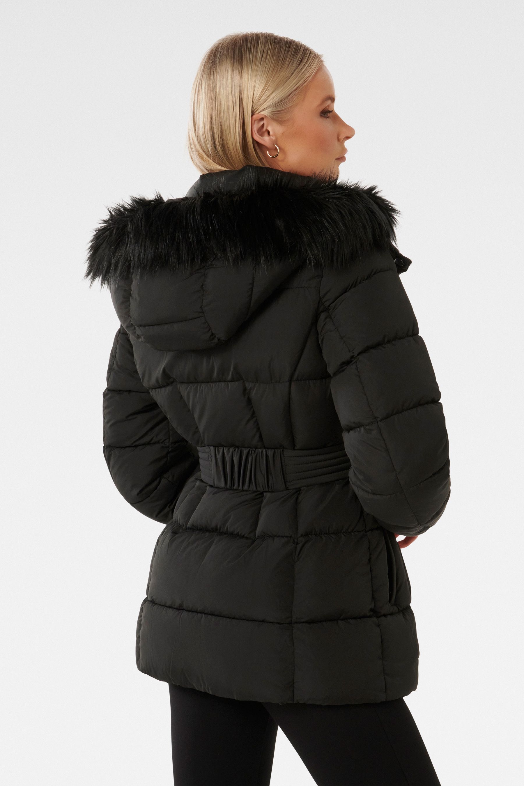 Buy Forever New Black Dannie Mid Length Puffer Coat from Next Luxembourg