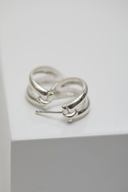 Simply Silver Sterling Silver Tone 925 Double Row Small Hoop Earrings - Image 1 of 3