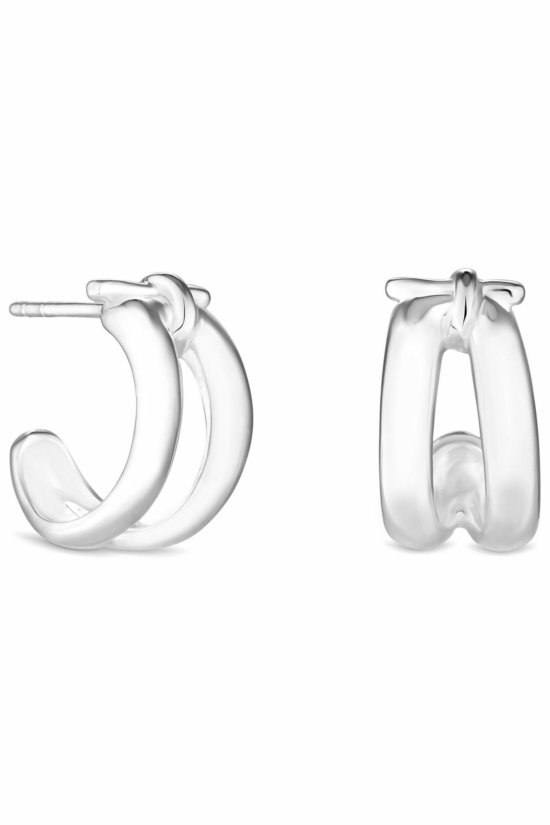Simply Silver Sterling Silver Tone 925 Double Row Small Hoop Earrings - Image 3 of 3