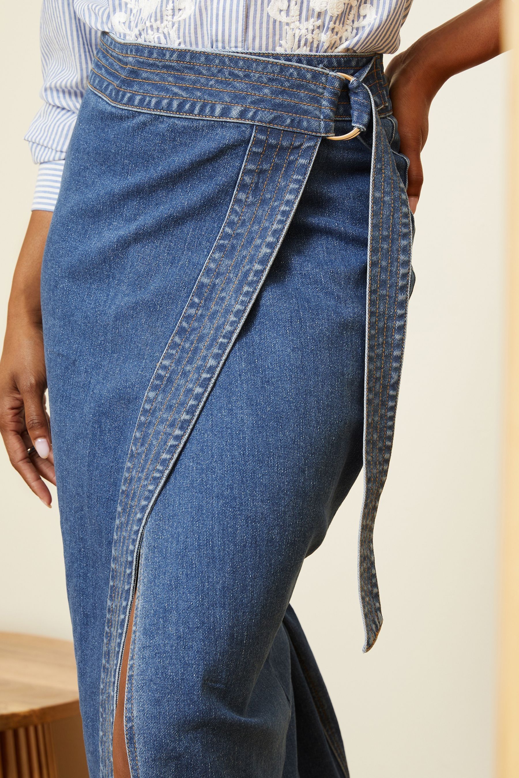 Denim wrap skirt uk clearance