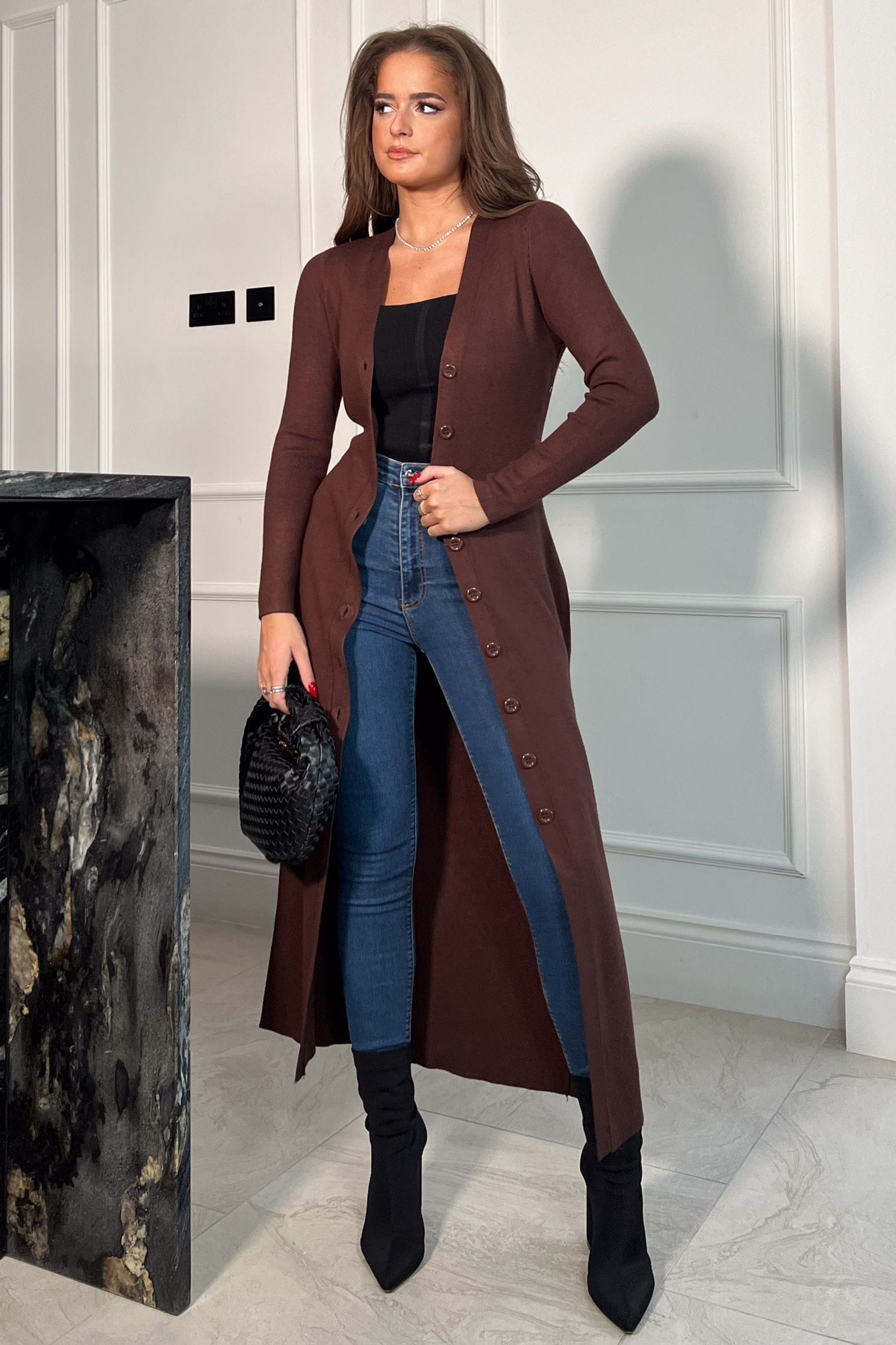Buy Girl In Mind Brown Alina Longline Cardigan Dress from Next Luxembourg