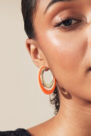 Orange Raffia Wrapped Hoops Earrings - Image 1 of 2