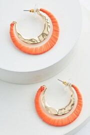 Orange Raffia Wrapped Hoops Earrings - Image 2 of 2