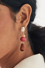 Orange/Pink Beaded Statement Drop Earrings - Image 2 of 3