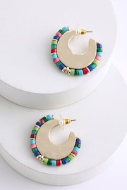 Multi Coloured Beaded Disc Hoop Earrings - Image 1 of 1