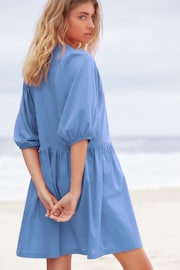 Blue Puff Sleeve Mini Jersey Dress - Image 2 of 3