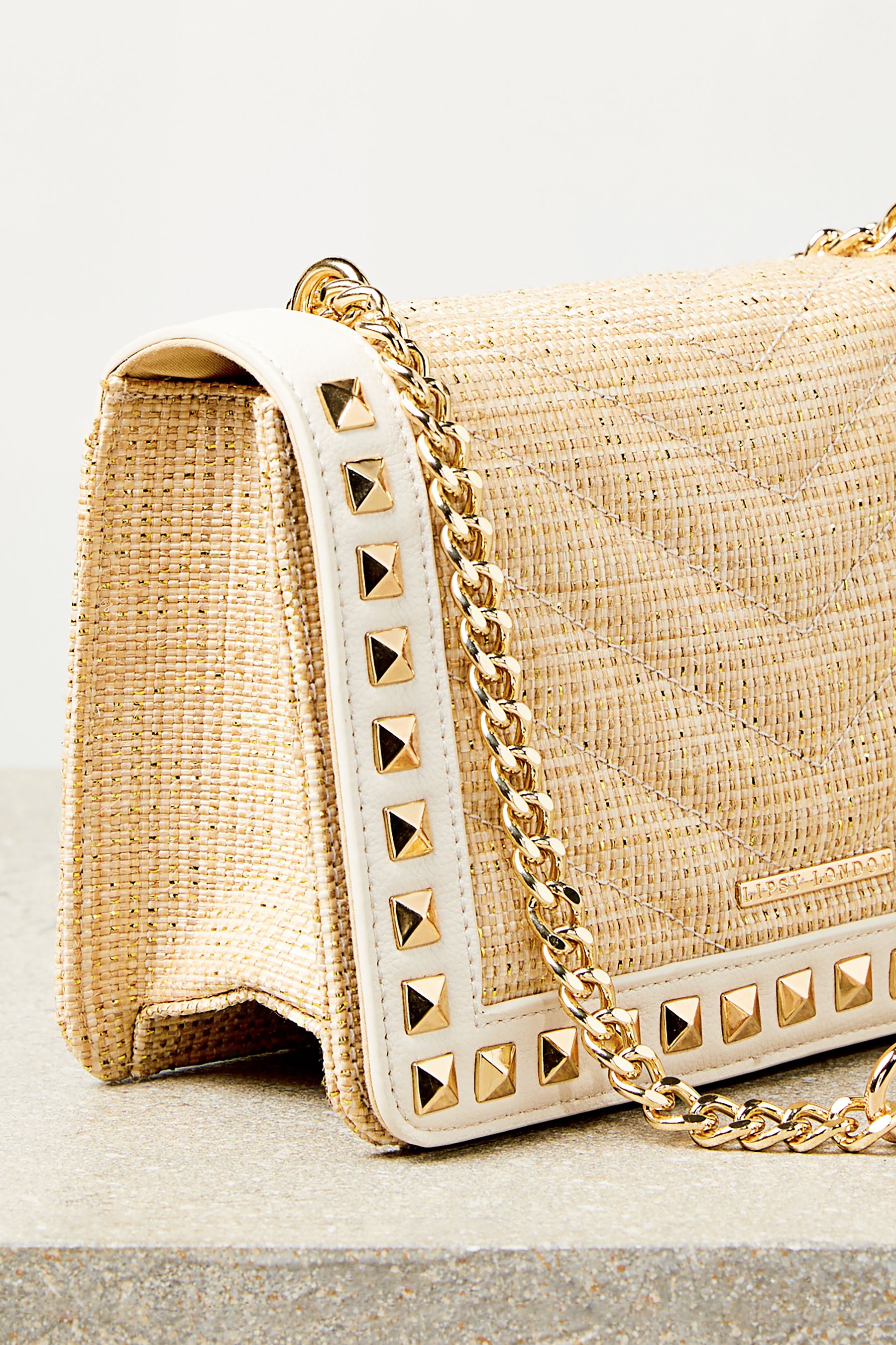 Buy Lipsy Beige Quilted Chain Crossbody Bag from Next Oman