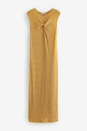 Yellow Twist Front Sleeveless Textured Jersey Maxi Summer Dress - Image 7 of 8