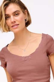 Pink Short Sleeve Lettuce Edge T-Shirt - Image 4 of 6