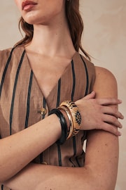 Black/Natural Raffia Bangles Pack - Image 1 of 4