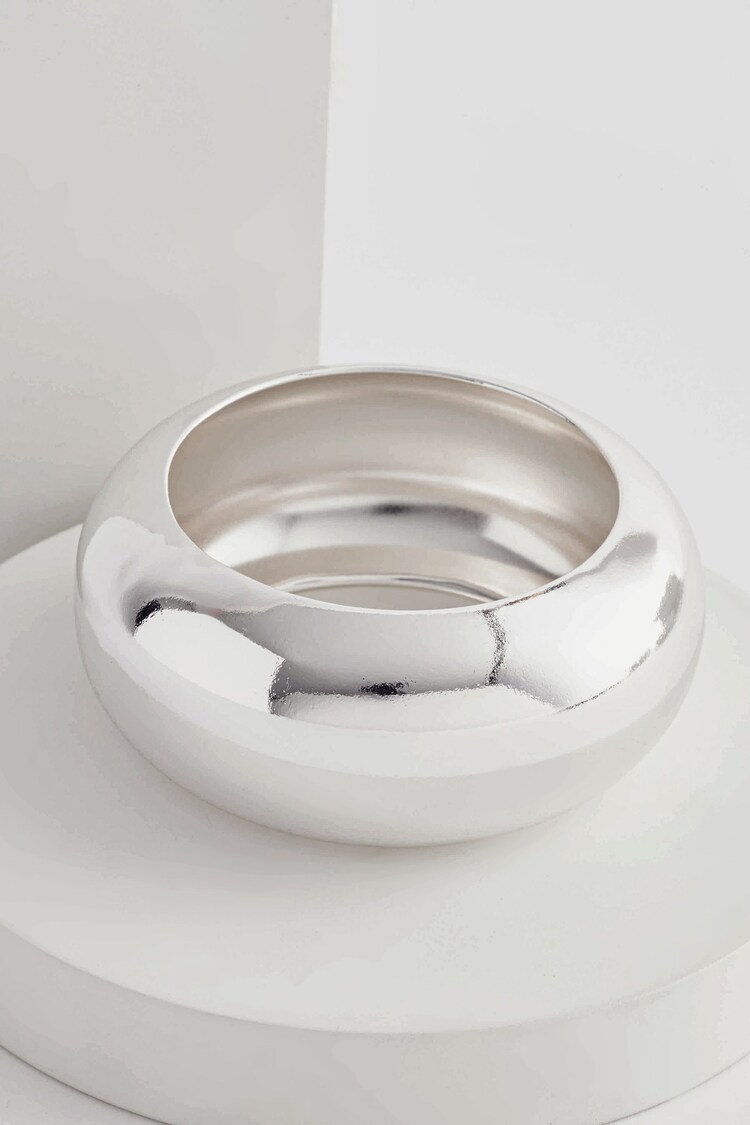 Silver Tone Chunky Statement Bangle - Image 4 of 4