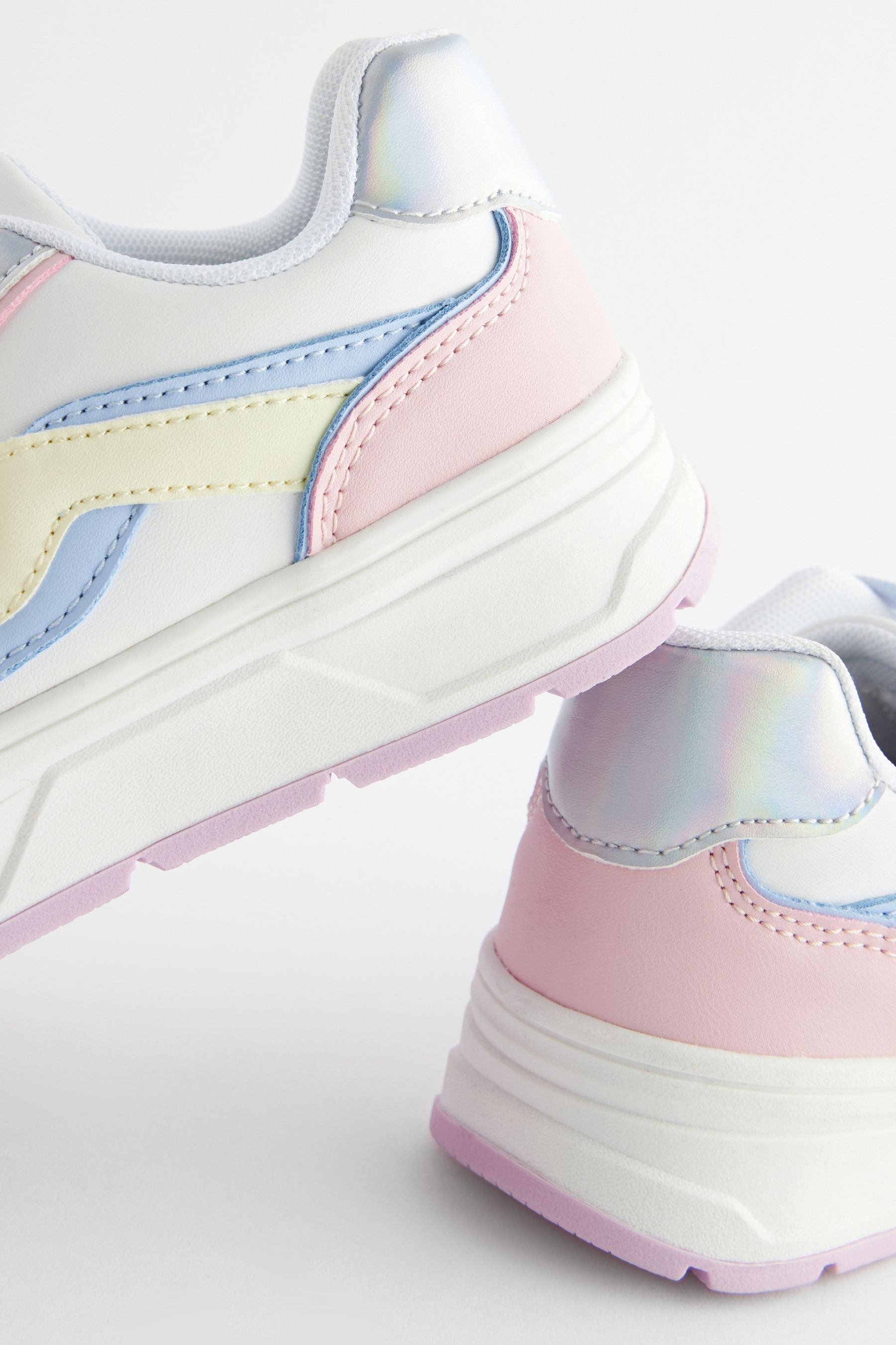 Buy White Rainbow Pastel Chunky Lace Up Skate Trainers from the Next UK online shop