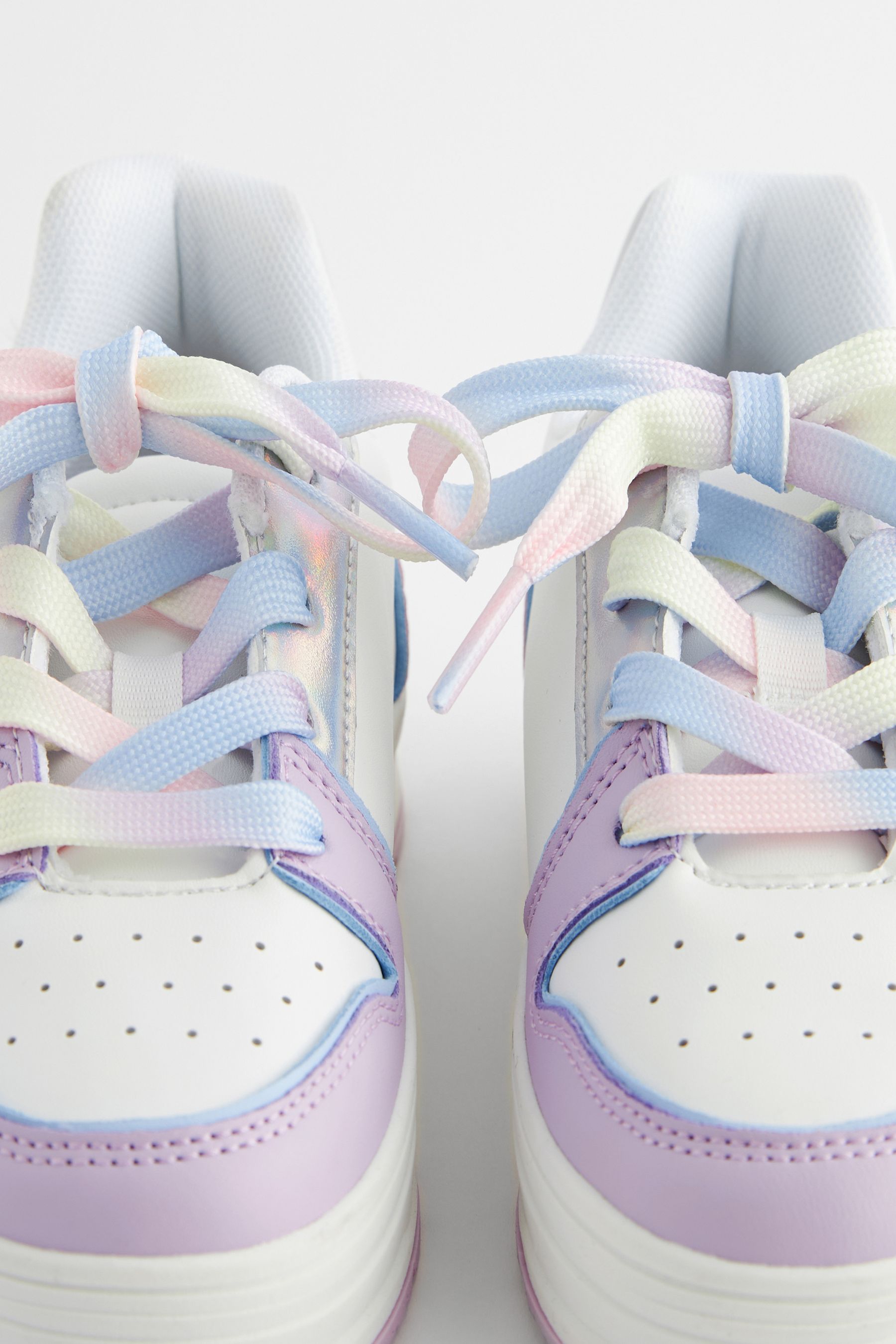 Buy White Rainbow Pastel Chunky Lace Up Skate Trainers from the Next UK online shop