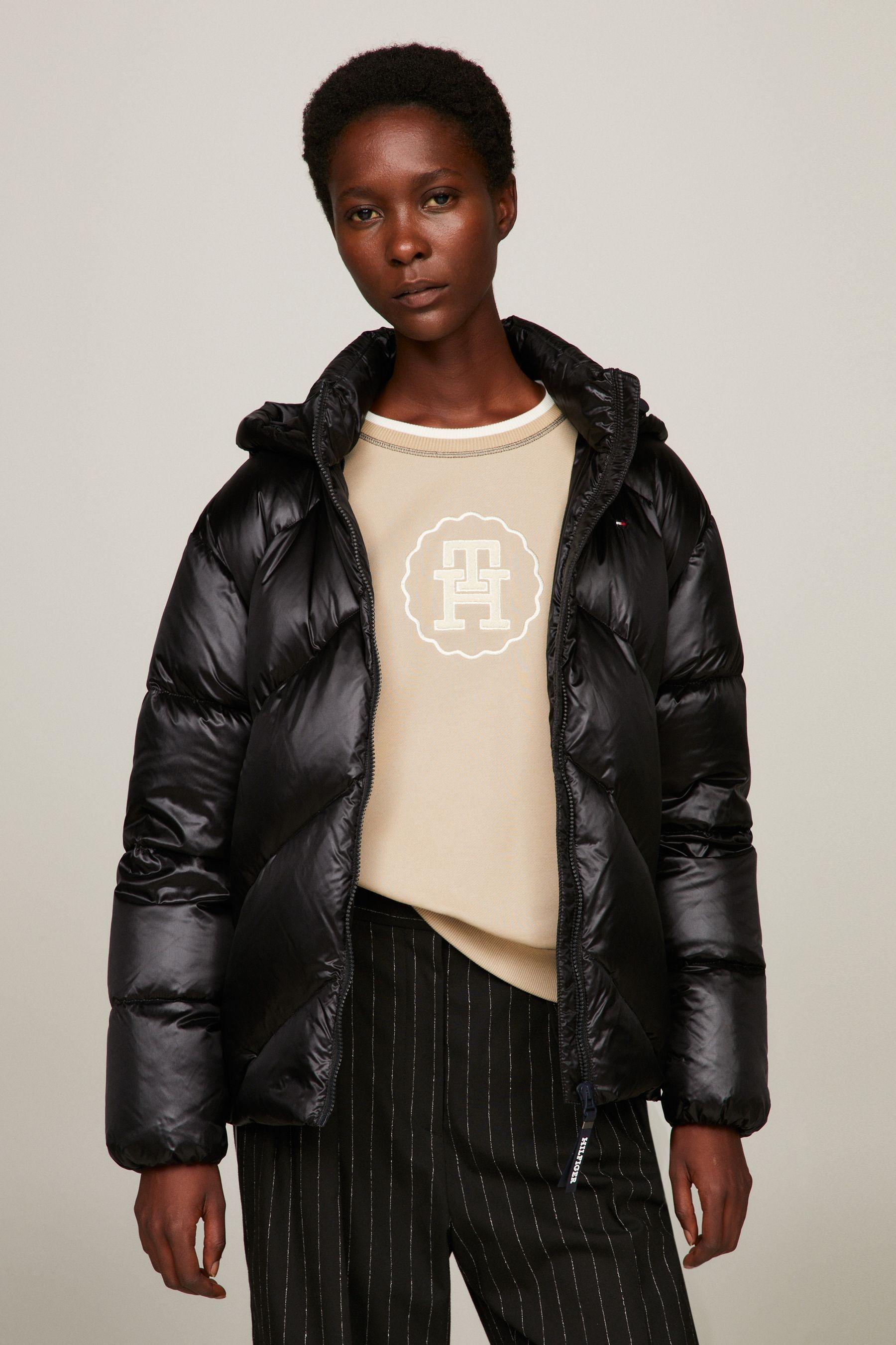 Buy Tommy Hilfiger Chevron Black Down Jacket from Next Luxembourg