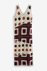 Black/Red Heavyweight Sleeveless Crochet Spliced Midi Dress - Image 5 of 6